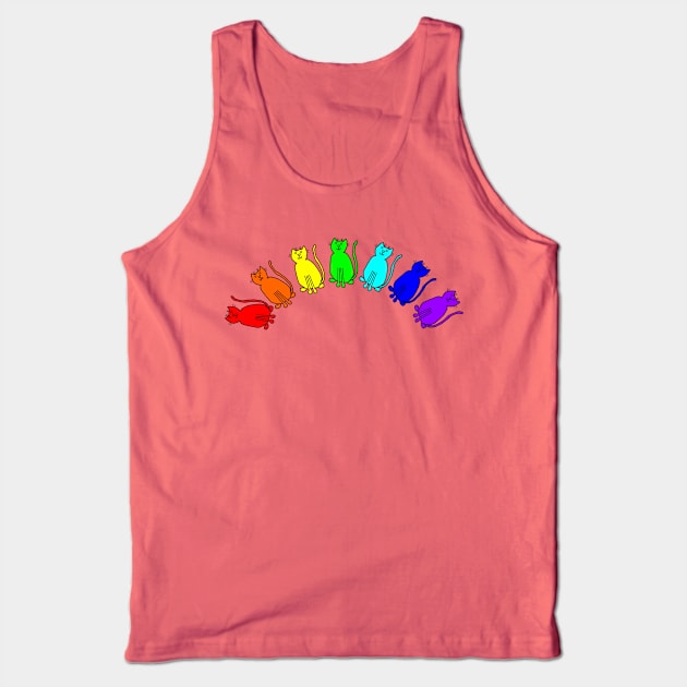 Cats in a Rainbow Tank Top by ellenhenryart